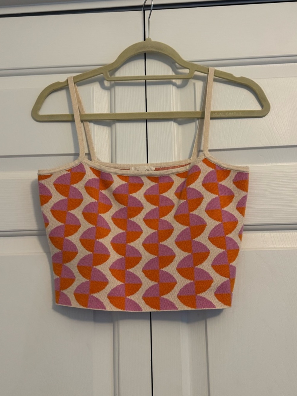 The Vintage Shop Geometric Print Pink & Orange Cropped Tank Top